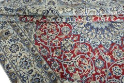 Close-up detail of 2000s Nain rug from Iran / Persia showing Wool weave