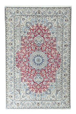 Full view of 2000s Nain rug from Iran / Persia, 312 × 200 cm in Red tones