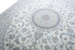 Surface texture of New Nain rug with natural Wool and intricate pattern