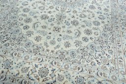 Close-up detail of New Nain rug from Iran / Persia showing Wool weave