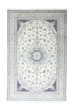 Full view of New Nain rug from Iran / Persia, 302 × 198 cm in Beige tones