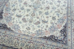 Close-up detail of New Nain rug from Iran / Persia showing Cork weave
