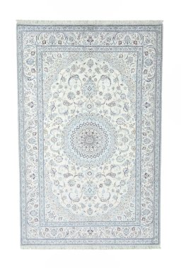 Full view of New Nain rug from Iran / Persia, 307 × 200 cm in Beige tones