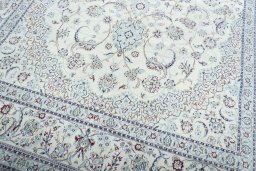 Close-up detail of New Nain rug from Iran / Persia showing Cork weave