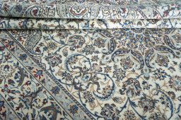 Close-up detail of New Nain rug from Iran / Persia showing Wool weave