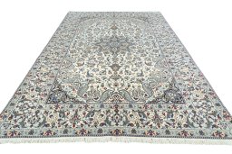 Surface texture of New Nain rug with natural Wool and intricate pattern