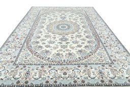 Surface texture of New Nain rug with natural Wool and intricate pattern
