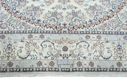 Full view of New Nain rug from Iran / Persia, 357 × 258 cm in Beige tones