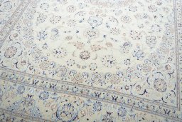 Close-up detail of New Nain rug from Iran / Persia showing Cork weave
