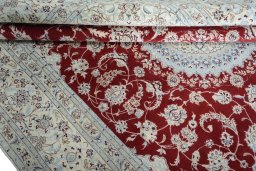 Close-up detail of New Nain rug from Iran / Persia showing Cork weave