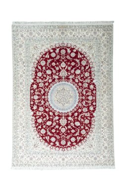 Full view of New Nain rug from Iran / Persia, 284 × 201 cm in Red tones
