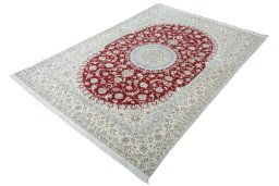 Corner detail of New Nain rug showing border pattern and Cork pile