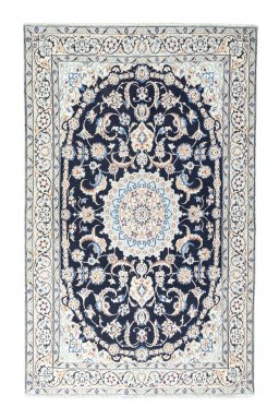 Full view of New Nain rug from Iran / Persia, 201 × 126 cm in Blue tones