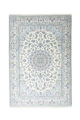Full view of New Nain rug from Iran / Persia, 358 × 245 cm in Beige tones