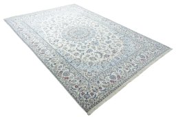 Close-up detail of New Nain rug from Iran / Persia showing Wool weave