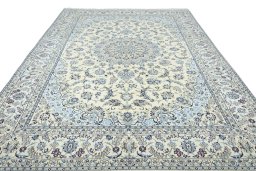 Surface texture of New Nain rug with natural Wool and intricate pattern