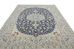 Surface texture of New Nain rug with natural Wool and intricate pattern