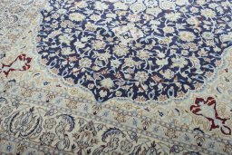 Close-up detail of New Nain rug from Iran / Persia showing Wool weave