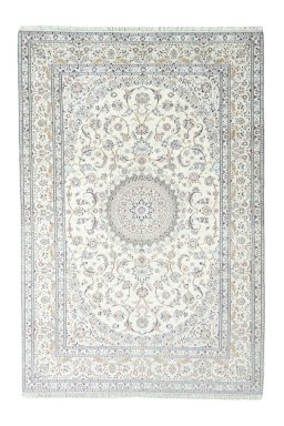 Full view of New Nain rug from Iran / Persia, 305 × 209 cm in Beige tones