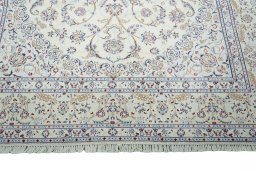 Full view of New Nain rug from Iran / Persia, 305 × 209 cm in Beige tones