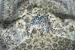 Surface texture of New Nain rug with natural Wool and intricate pattern