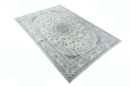 Close-up detail of New Nain rug from Iran / Persia showing Wool weave