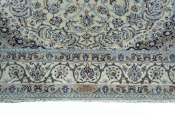 Full view of New Nain rug from Iran / Persia, 224 × 154 cm in Beige tones