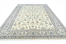 Surface texture of New Nain rug with natural Wool and intricate pattern