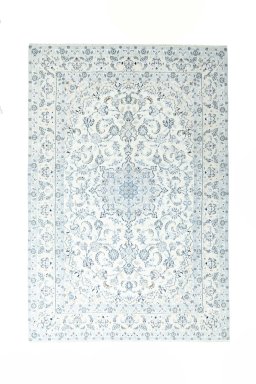 Full view of New Nain rug from Iran / Persia, 293 × 200 cm in Beige tones