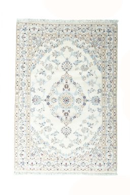 Full view of New Nain rug from Iran / Persia, 144 × 100 cm in Beige tones