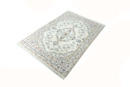 Corner detail of New Nain rug showing border pattern and Cork pile