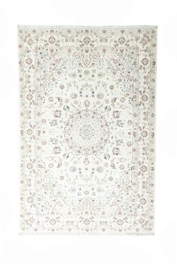 Full view of New Nain rug from Iran / Persia, 304 × 205 cm in Beige tones