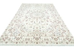 Surface texture of New Nain rug with natural Wool and intricate pattern