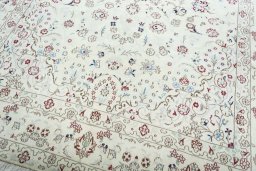 Close-up detail of New Nain rug from Iran / Persia showing Wool weave