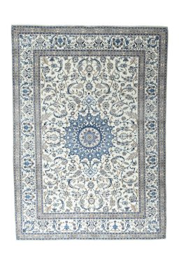 Full view of 2000s Nain rug from Iran / Persia, 333 × 240 cm in Beige tones