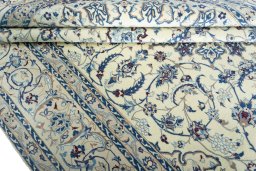 Close-up detail of New Nain rug from Iran / Persia showing Wool weave