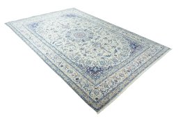 Close-up detail of New Nain rug from Iran / Persia showing Wool weave