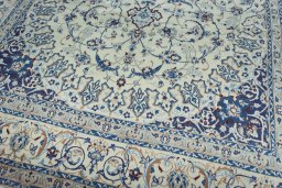 Close-up detail of New Nain rug from Iran / Persia showing Wool weave