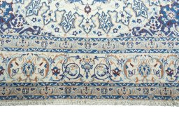 Full view of New Nain rug from Iran / Persia, 370 × 244 cm in Beige tones
