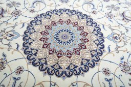 Central medallion detail of New Nain rug from Iran / Persia