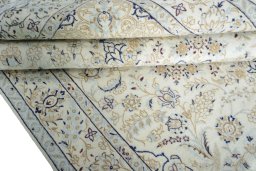 Close-up detail of New Nain rug from Iran / Persia showing Wool weave