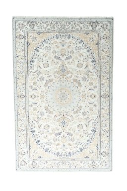 Full view of New Nain rug from Iran / Persia, 300 × 193 cm in Beige tones