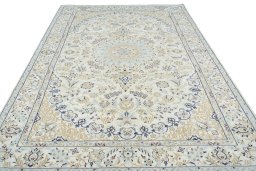 Surface texture of New Nain rug with natural Wool and intricate pattern