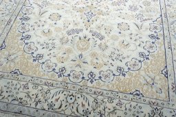 Close-up detail of New Nain rug from Iran / Persia showing Wool weave