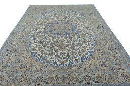 Surface texture of New Nain rug with natural Wool and intricate pattern