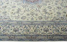 Close-up detail of New Nain rug from Iran / Persia showing Wool weave
