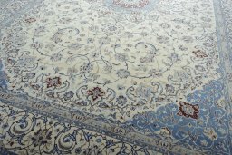 Close-up detail of New Nain rug from Iran / Persia showing Wool weave
