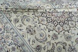 Close-up detail of New Nain rug from Iran / Persia showing Wool weave
