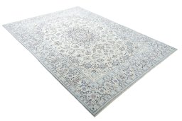 Close-up detail of New Nain rug from Iran / Persia showing Wool weave