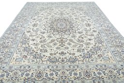 Surface texture of New Nain rug with natural Wool and intricate pattern